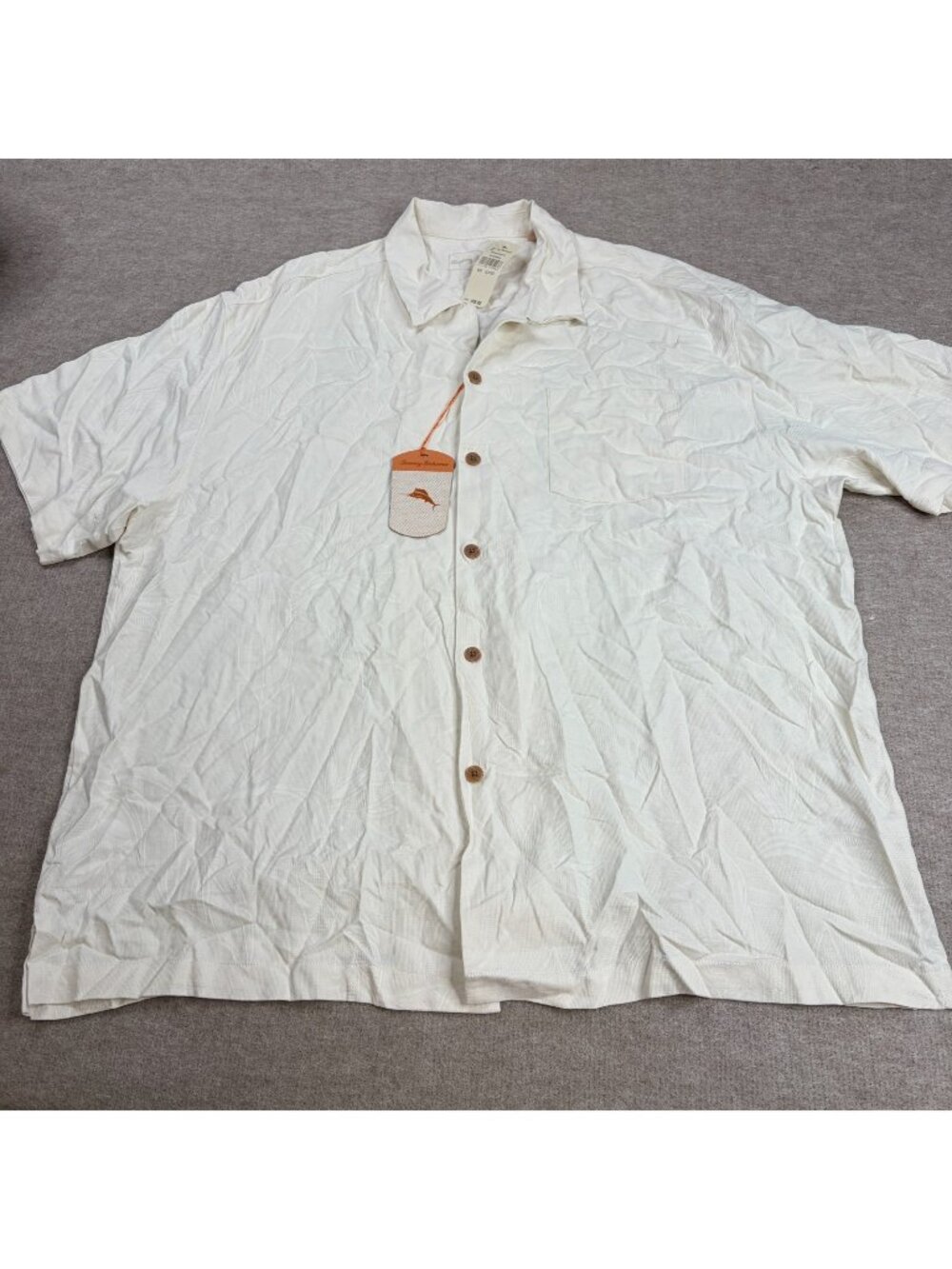 Tommy Bahama Shirt 1X Ivory Floral Jacquard 100% Silk NEW